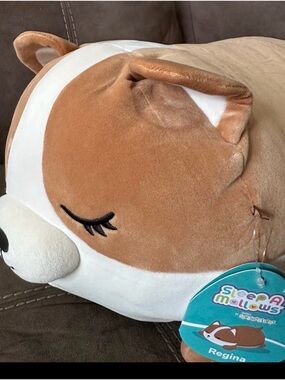 Squishmallows Regina Plush Dog Pillow - Brown and White